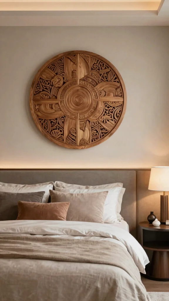 11 Carved Wood Wall Art Ideas for Warm and Timeless Decor - 8. Round Wall Art for Softness 1