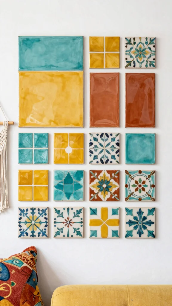 11 Ceramic Wall Art Tiles Ideas for Stylish and Decorative Wall Accents - 1. Eclectic Pattern Play 1