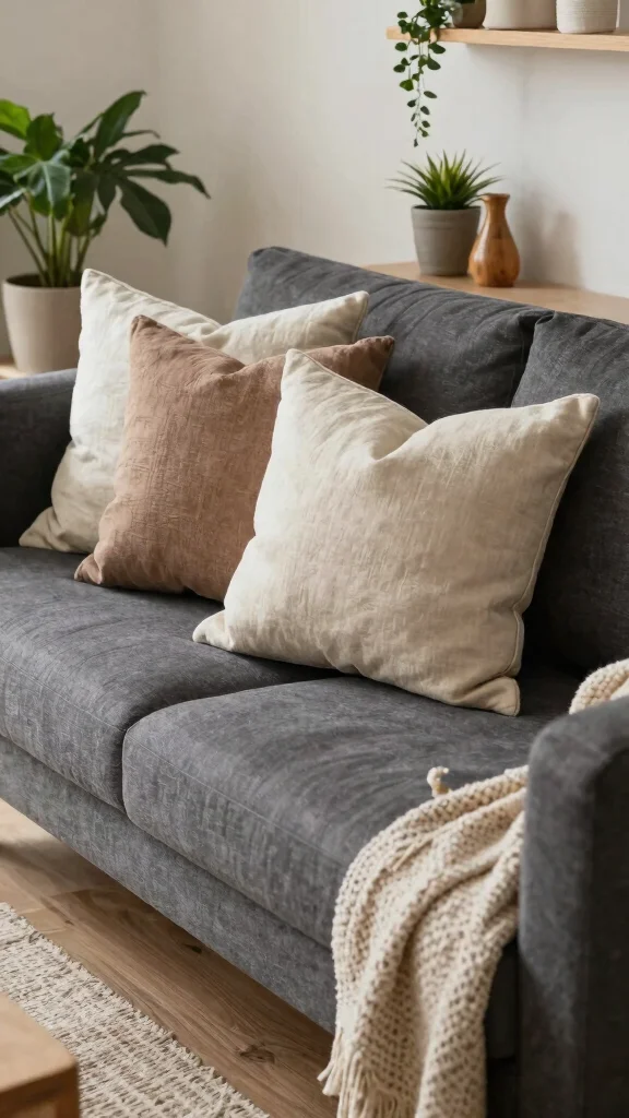11 Dark Grey Couch Pillow Ideas to Make Your Living Room Feel More Inviting - 11. Eco-Friendly Choices 1