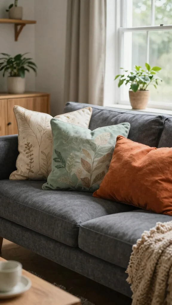 11 Dark Grey Couch Pillow Ideas to Make Your Living Room Feel More Inviting - 5. Nature-Inspired Colors 1