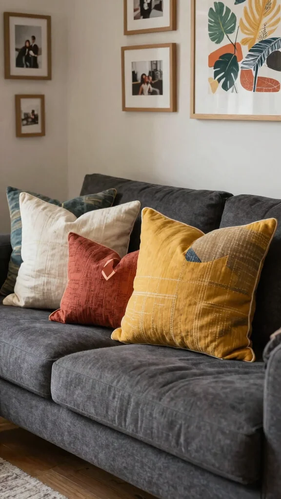 11 Dark Grey Couch Pillow Ideas to Make Your Living Room Feel More Inviting - 9. Custom-Made Creations 1