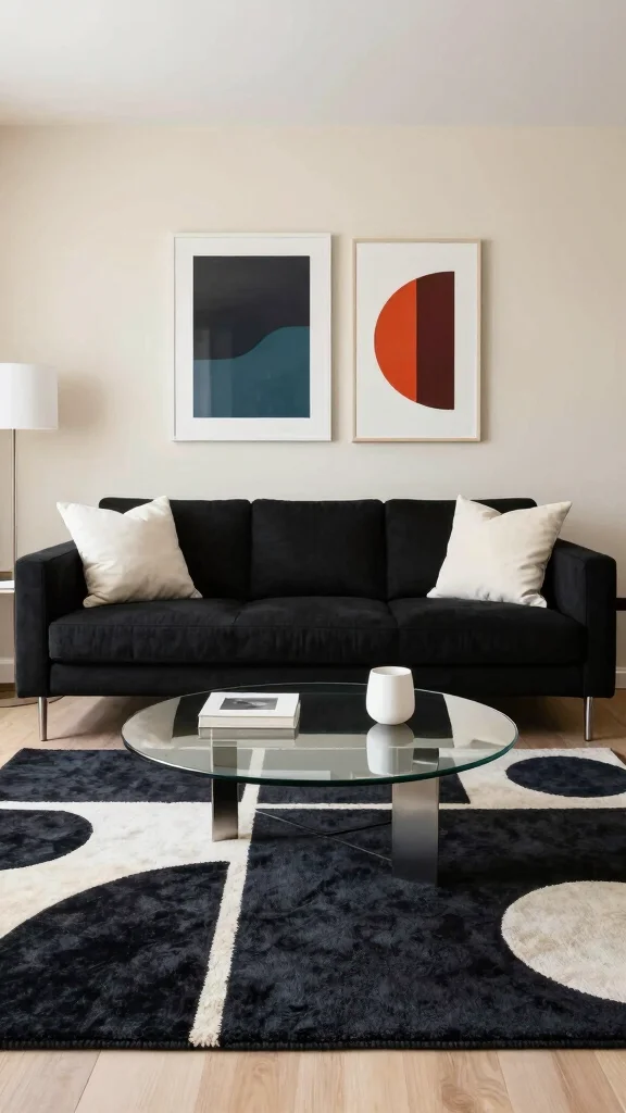 11 Dark Rug Living Room Ideas for a Bold and Sophisticated Look - 4. Dark Rugs with Bold Patterns 1