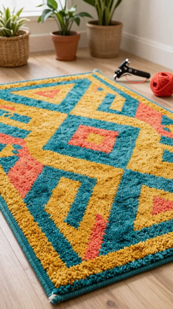 11 Easy Rug Tufting Designs for Beginners Who Want Stylish Results - 1. The Classic Geometric Pattern 1