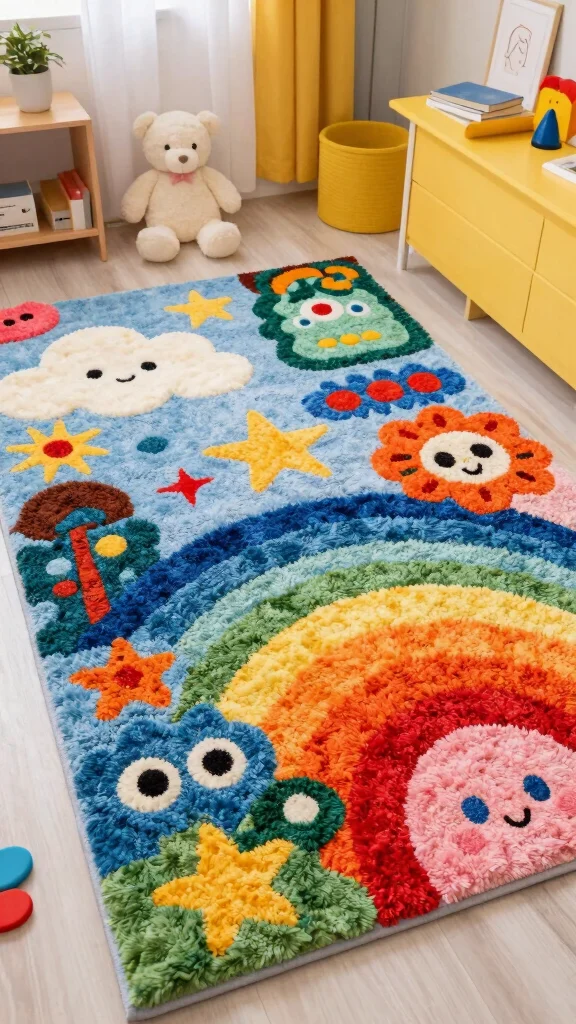 11 Easy Rug Tufting Designs for Beginners Who Want Stylish Results - 10. Whimsical Patterns 1