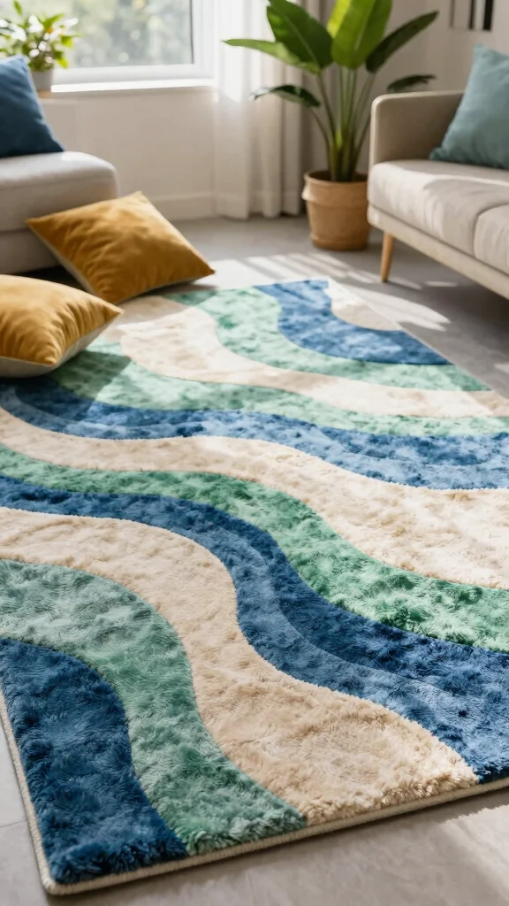 11 Easy Rug Tufting Designs for Beginners Who Want Stylish Results - 2. Abstract Waves 1