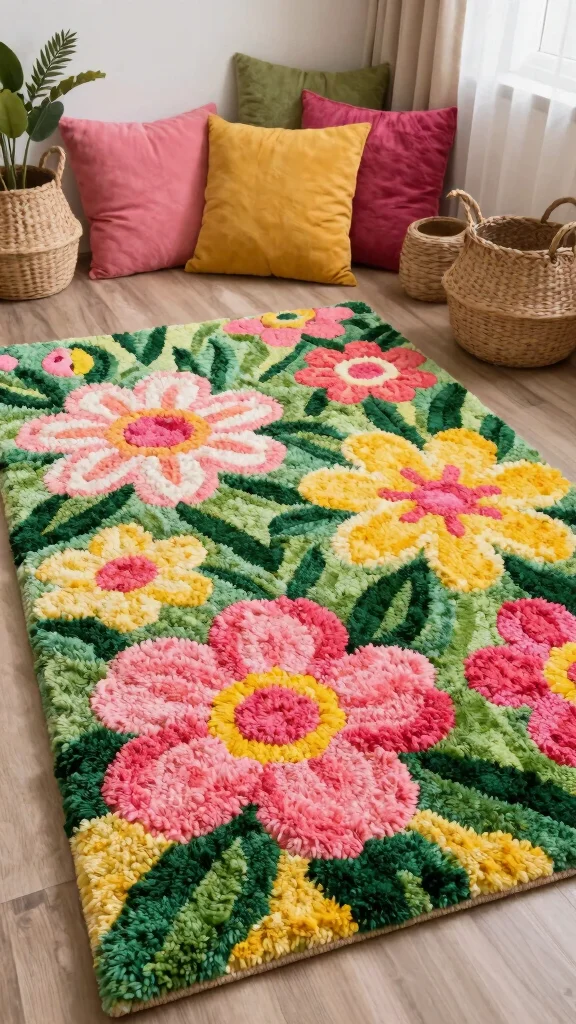 11 Easy Rug Tufting Designs for Beginners Who Want Stylish Results - 3. Floral Delight 1