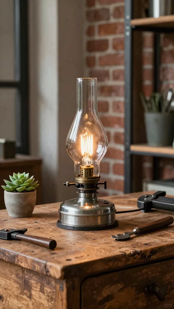 11 Glass Table Lamp Ideas for a Bright and Sophisticated Look - 4. Vintage Industrial Glass Lamp 1
