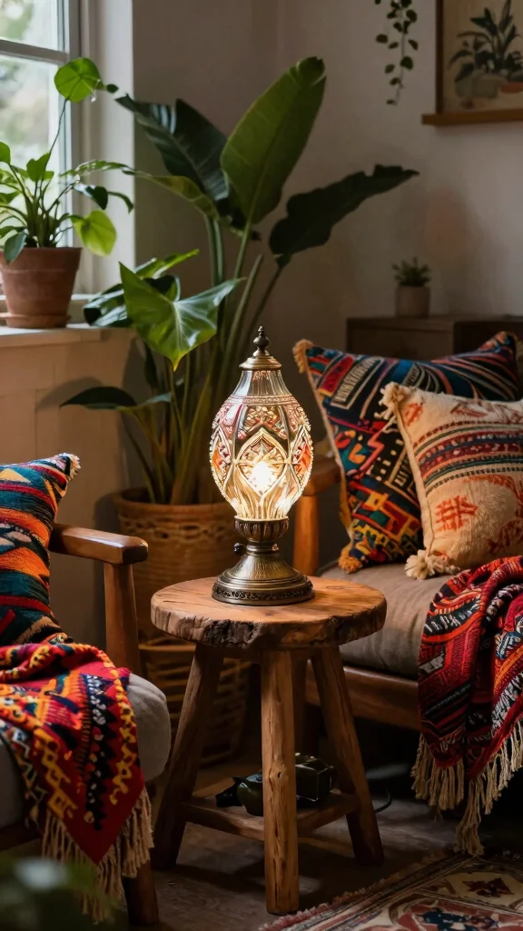11 Glass Table Lamp Ideas for a Bright and Sophisticated Look - 6. Boho-Chic Glass Lamp 1