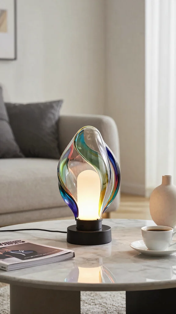 11 Glass Table Lamp Ideas for a Bright and Sophisticated Look - 7. Unique Sculptural Glass Lamp 1
