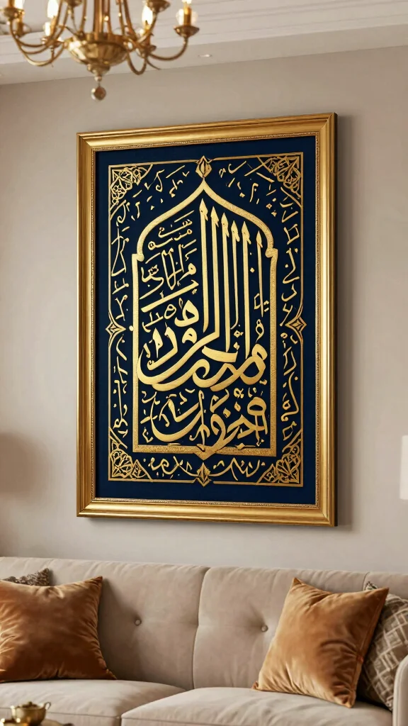 11 Islamic Frames Wall Art Ideas for Elegant and Meaningful Home Decor - 1. Elegant Calligraphy in Gold Frames 1