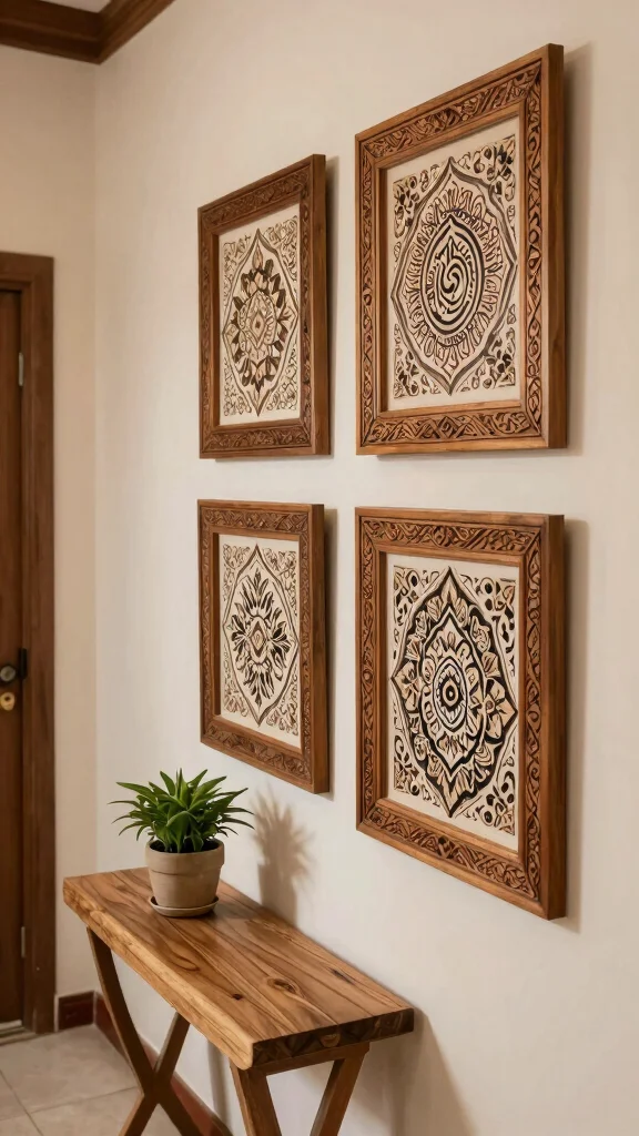 11 Islamic Frames Wall Art Ideas for Elegant and Meaningful Home Decor - 2. Rustic Wooden Frames with Nature-Inspired Designs 1