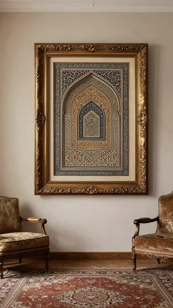 11 Islamic Frames Wall Art Ideas for Elegant and Meaningful Home Decor - 7. Vintage Islamic Art in Ornate Frames 1