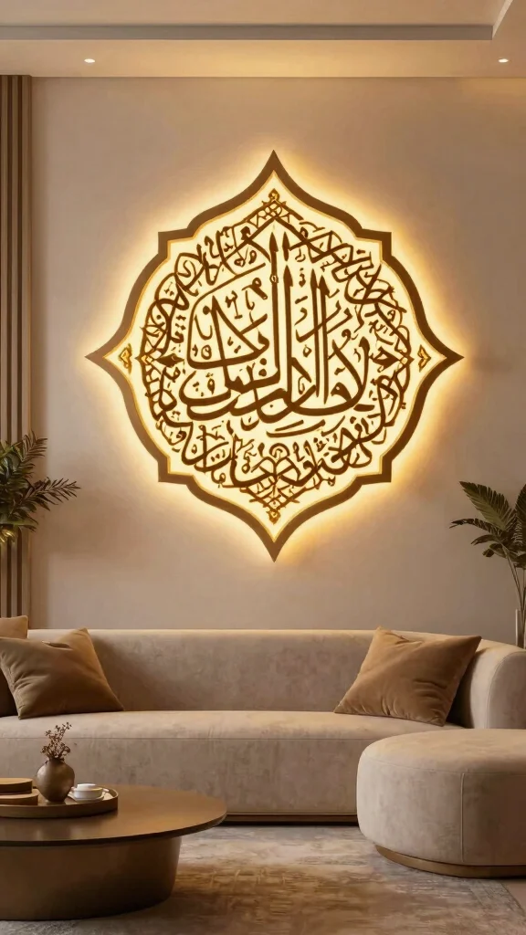 11 Islamic Frames Wall Art Ideas for Elegant and Meaningful Home Decor - 9. Illuminated Wall Art for Unique Effects 1