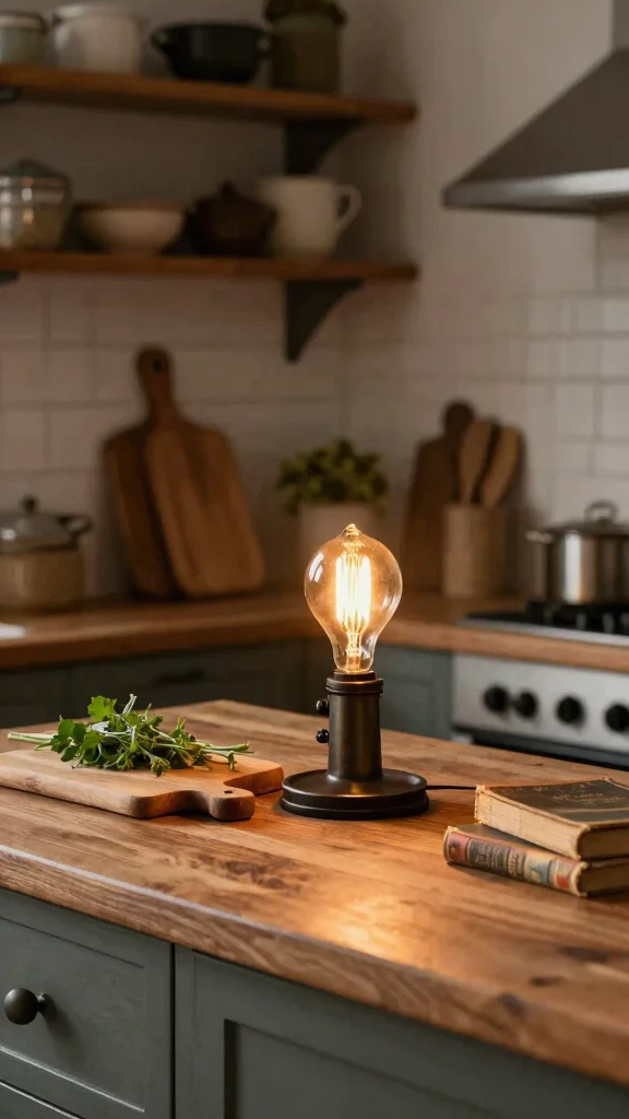 11 Kitchen Counter Lamp Ideas to Brighten Up Your Cooking Space - 2. Rustic Edison Bulb Lamps 1