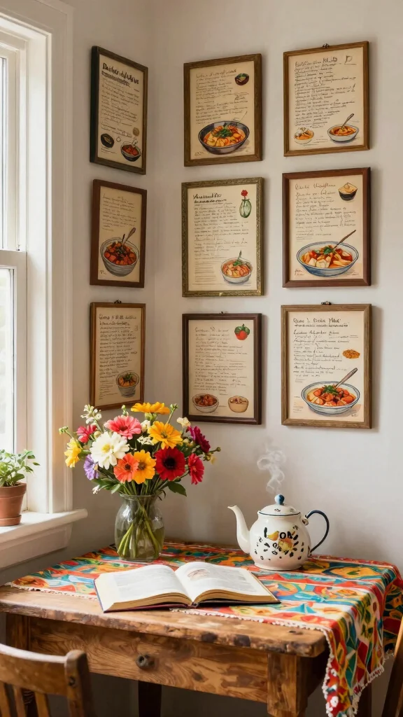11 Kitchen Pictures Decor Wall Art Ideas That Instantly Warm Up Your Space - 1. Retro Recipe Prints 1