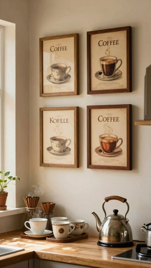 11 Kitchen Pictures Decor Wall Art Ideas That Instantly Warm Up Your Space - 10. Vintage Coffee and Tea Prints 1