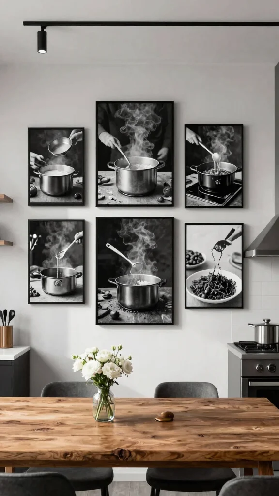 11 Kitchen Pictures Decor Wall Art Ideas That Instantly Warm Up Your Space - 6. Black and White Culinary Photography 1