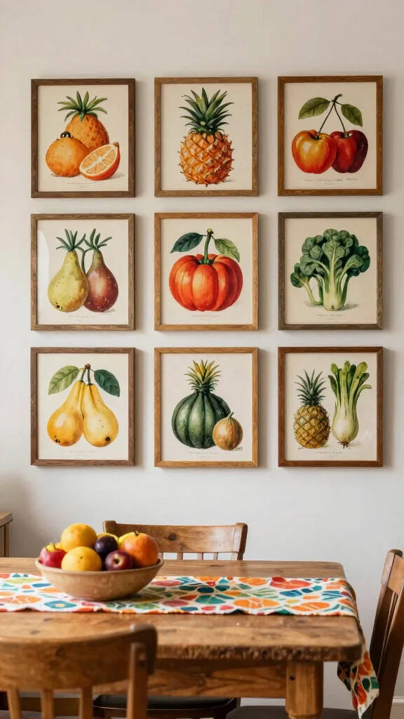 11 Kitchen Pictures Decor Wall Art Ideas That Instantly Warm Up Your Space - 7. Vintage Fruit and Vegetable Prints 1