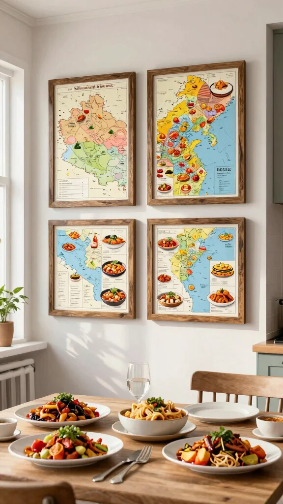 11 Kitchen Pictures Decor Wall Art Ideas That Instantly Warm Up Your Space - 9. Culinary Maps 1