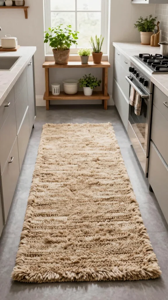 11 Kitchen Runner Rug Ideas for a More Practical and Beautiful Kitchen - 10. Textured Rugs for Added Depth 1