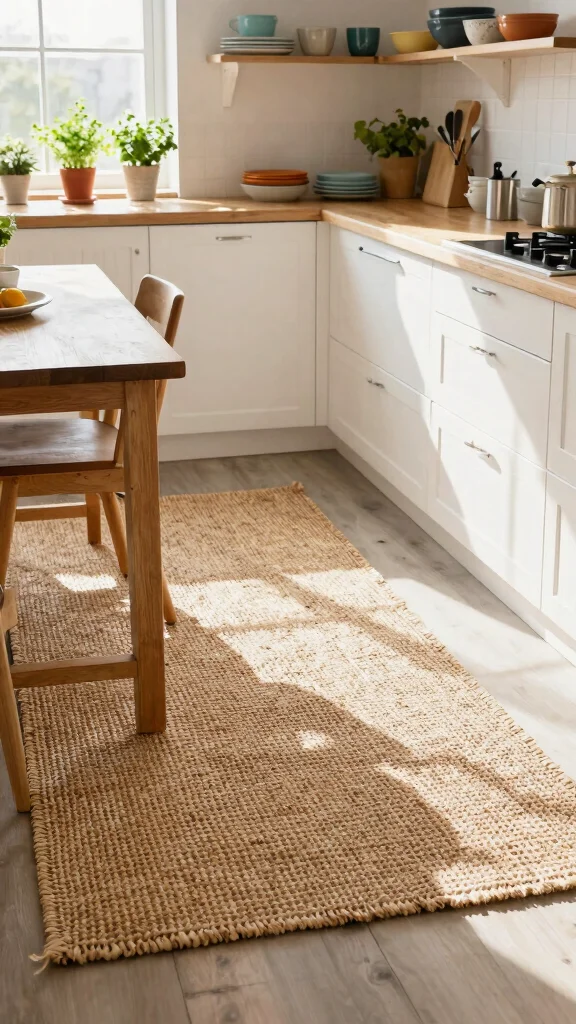11 Kitchen Runner Rug Ideas for a More Practical and Beautiful Kitchen - 2. Jute for Down-to-Earth Charm 1