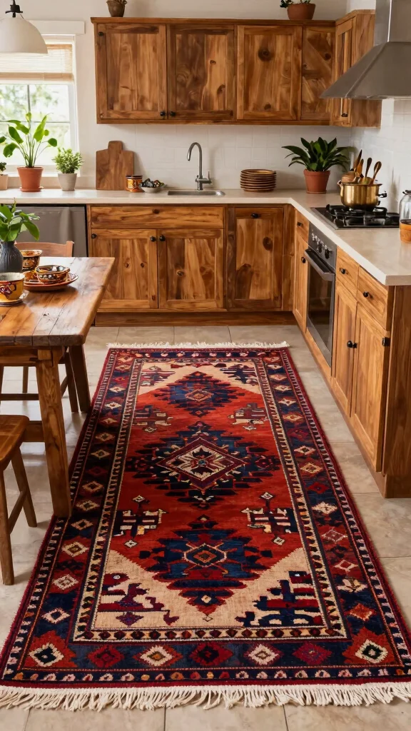 11 Kitchen Runner Rug Ideas for a More Practical and Beautiful Kitchen - 5. Vintage Kilim Inspiration 1
