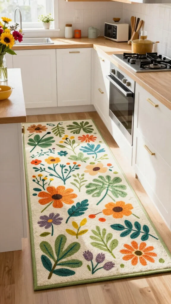 11 Kitchen Runner Rug Ideas for a More Practical and Beautiful Kitchen - 8. Nature-Inspired Prints 1