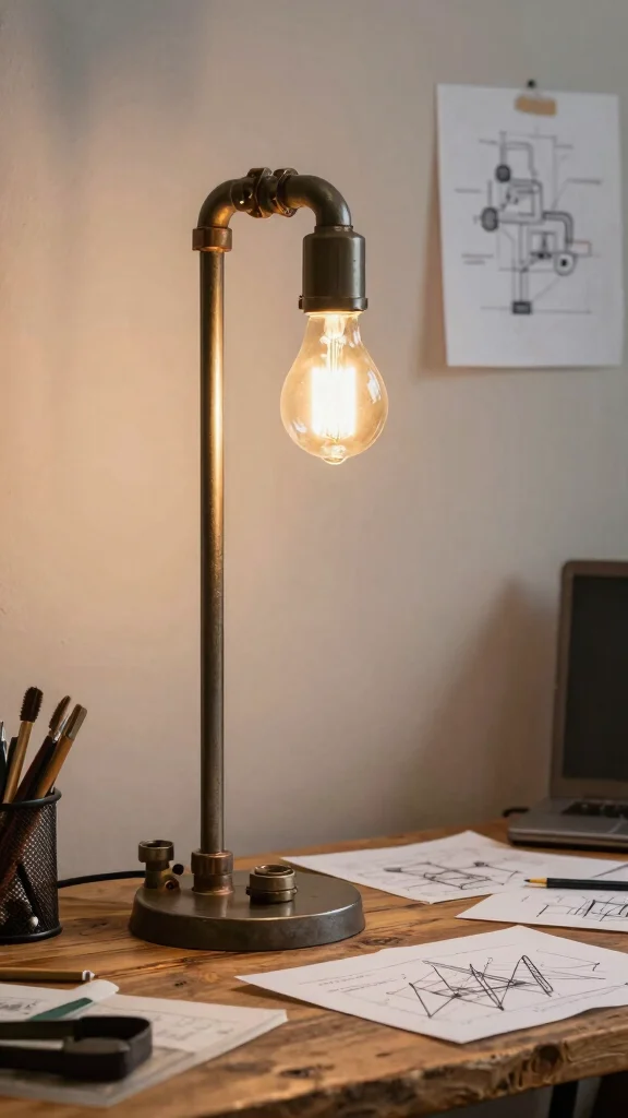 11 Lamp Making Ideas for Creative and Functional DIY Decor - 11. Elegant Pipe Lamp 1