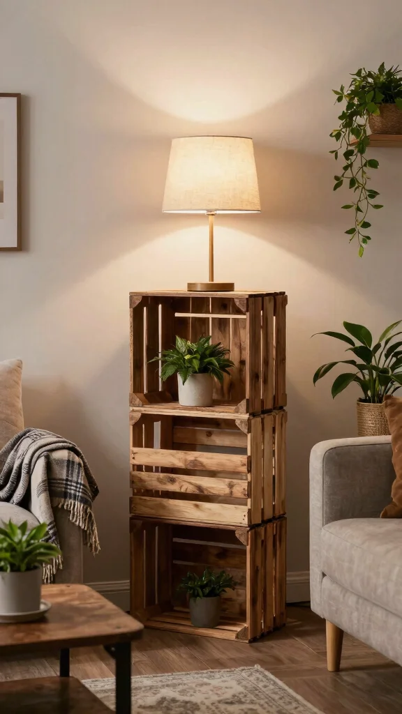 11 Lamp Making Ideas for Creative and Functional DIY Decor - 4. Rustic Wooden Crate Lamp 1