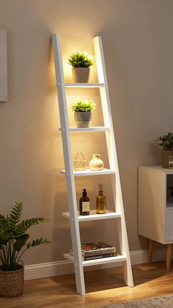 11 Lamp Making Ideas for Creative and Functional DIY Decor - 9. Functional Ladder Lamp 1