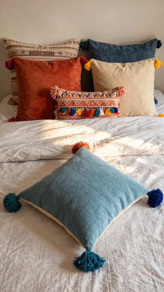 11 Lumbar Pillow on Bed Ideas to Create a Styled and Comfortable Look - 10. Incorporate Pillows with Fringe or Tassels 1