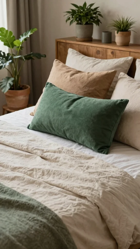 11 Lumbar Pillow on Bed Ideas to Create a Styled and Comfortable Look - 3. Nature-Inspired Colors 1