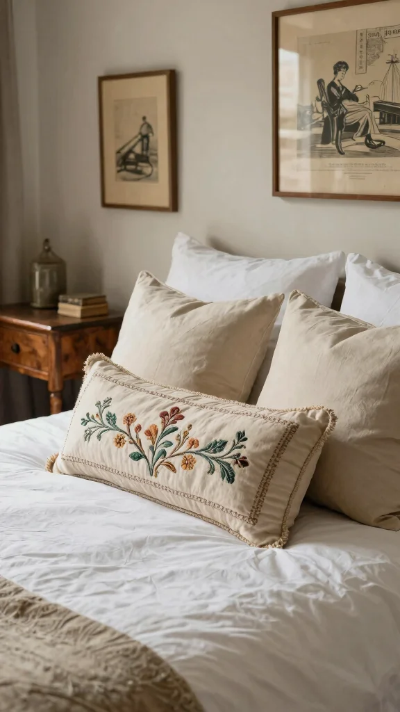 11 Lumbar Pillow on Bed Ideas to Create a Styled and Comfortable Look - 4. Vintage Vibes with Antique Lumbar Pillows 1