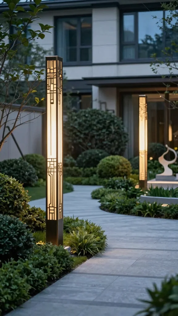 11 Outdoor Lamp Post Ideas to Add Charm and Light to Your Exterior - 3. Art Deco Delight 1