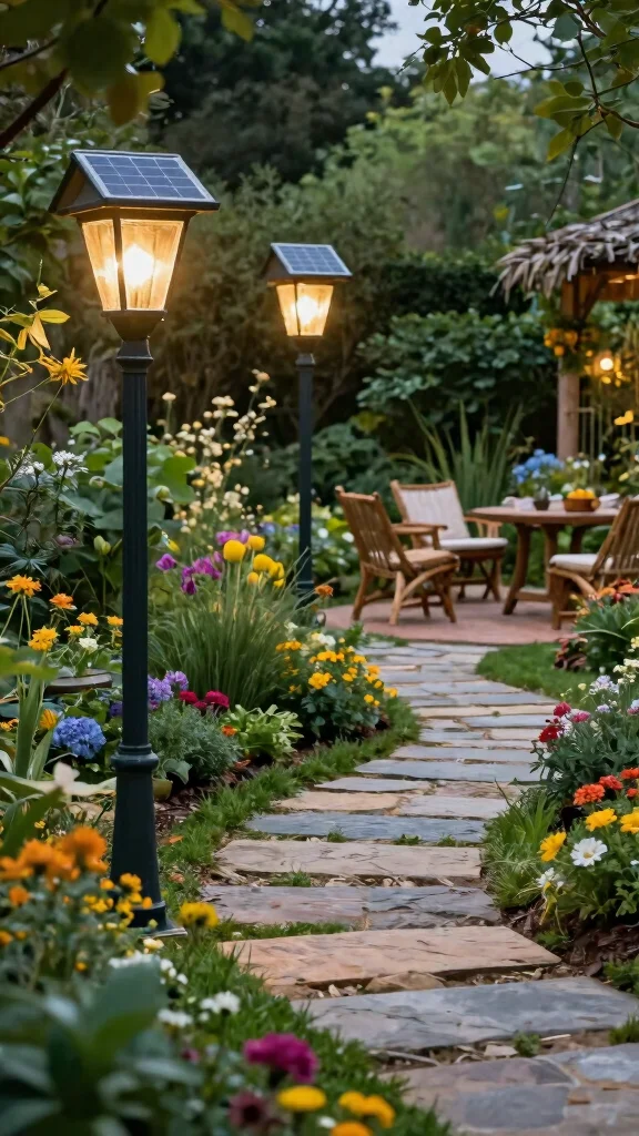 11 Outdoor Lamp Post Ideas to Add Charm and Light to Your Exterior - 7. Solar-Powered Eco-Friendly Lights 1