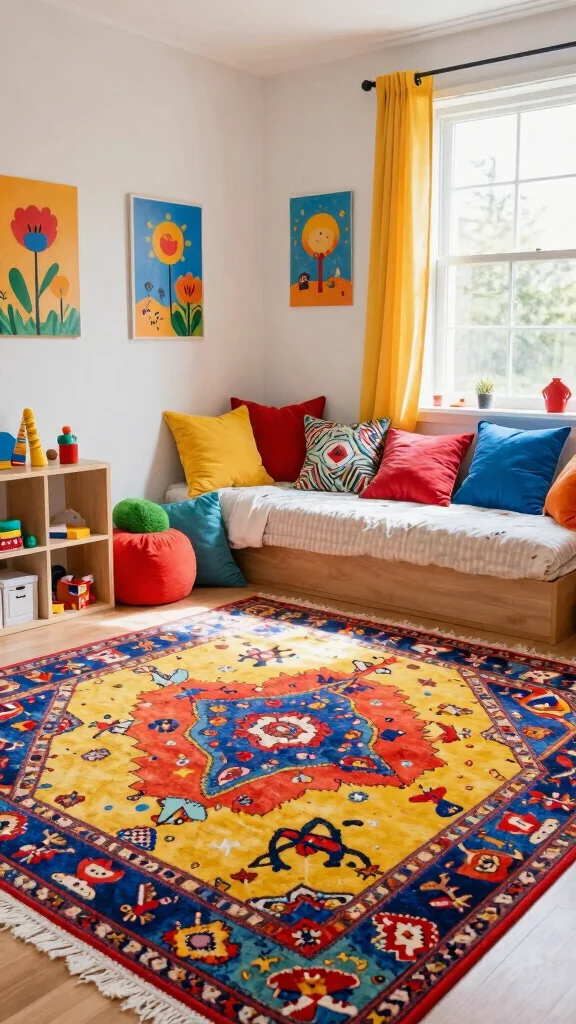 11 Persian Rug Background Ideas for Art, Decor, and Visual Inspiration - 10. Playful Patterns for Kids' Rooms 1