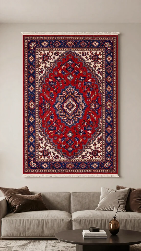 11 Persian Rug Background Ideas for Art, Decor, and Visual Inspiration - 11. Accent Walls with Rugs 1