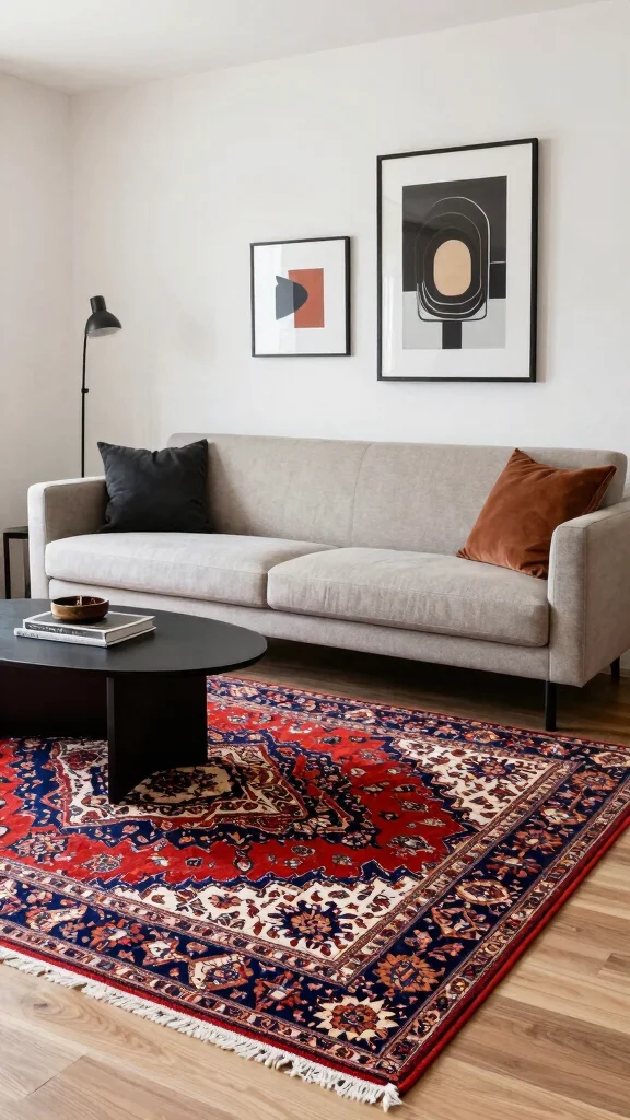 11 Persian Rug Background Ideas for Art, Decor, and Visual Inspiration - 8. Vintage Meets Modern 1