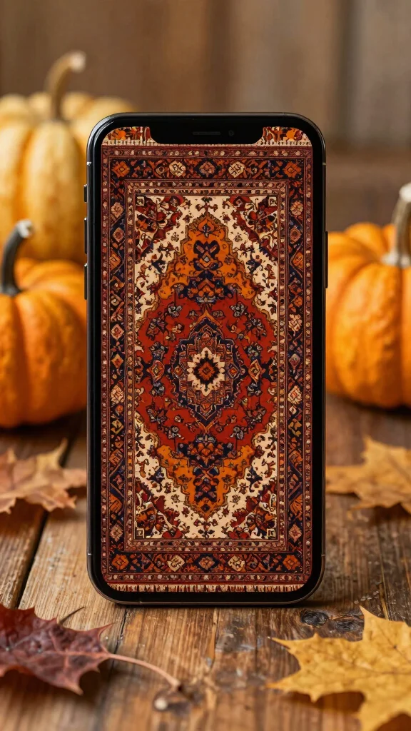 11 Persian Rug Wallpaper iPhone Ideas for a Rich and Vintage-Inspired Screen Look - 10. Seasonal Persian Rug Wallpaper Ideas 1