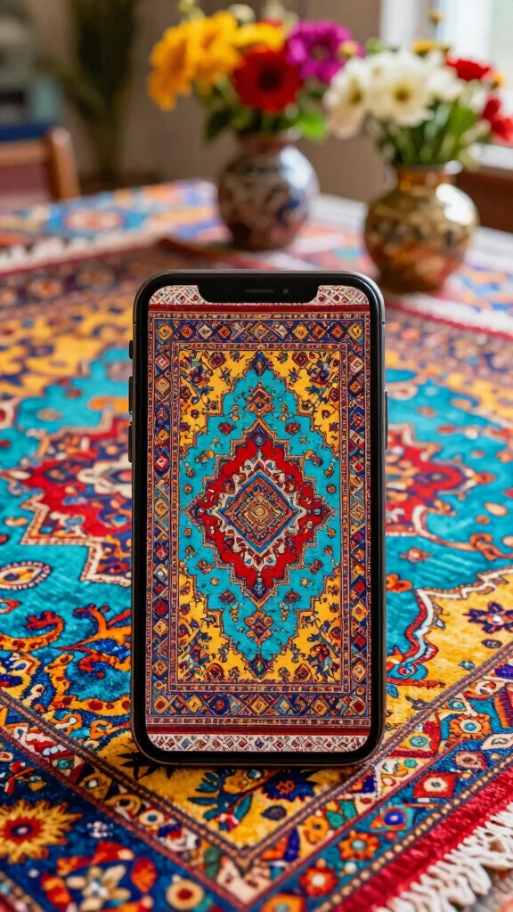 11 Persian Rug Wallpaper iPhone Ideas for a Rich and Vintage-Inspired Screen Look - 2. Vibrant Colors: Bold and Beautiful Designs 1