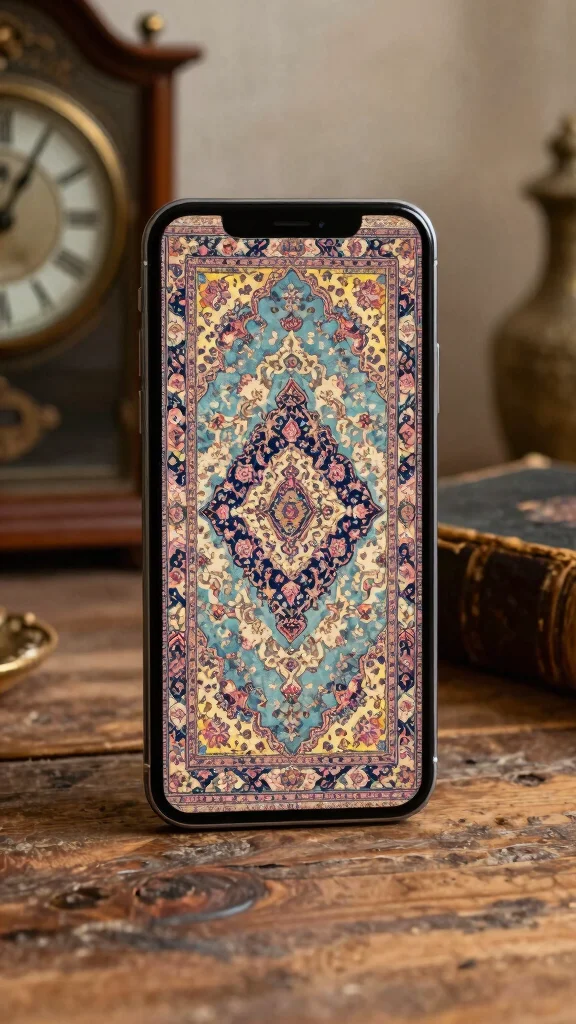 11 Persian Rug Wallpaper iPhone Ideas for a Rich and Vintage-Inspired Screen Look - 4. Vintage-Inspired Color Palettes 1