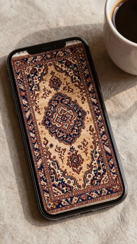 11 Persian Rug Wallpaper iPhone Ideas for a Rich and Vintage-Inspired Screen Look - 5. Textured Wallpaper for Depth 1
