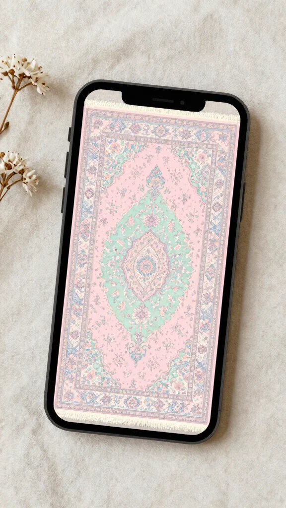 11 Persian Rug Wallpaper iPhone Ideas for a Rich and Vintage-Inspired Screen Look - 7. Subtle Pastels for a Soft Touch 1