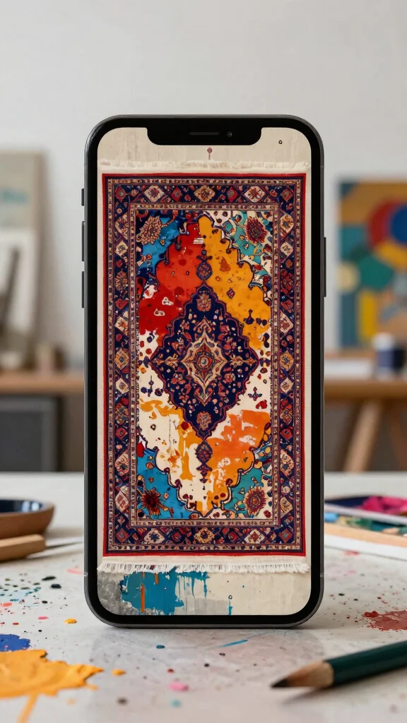 11 Persian Rug Wallpaper iPhone Ideas for a Rich and Vintage-Inspired Screen Look - 9. Artistic Interpretations of Persian Rugs 1