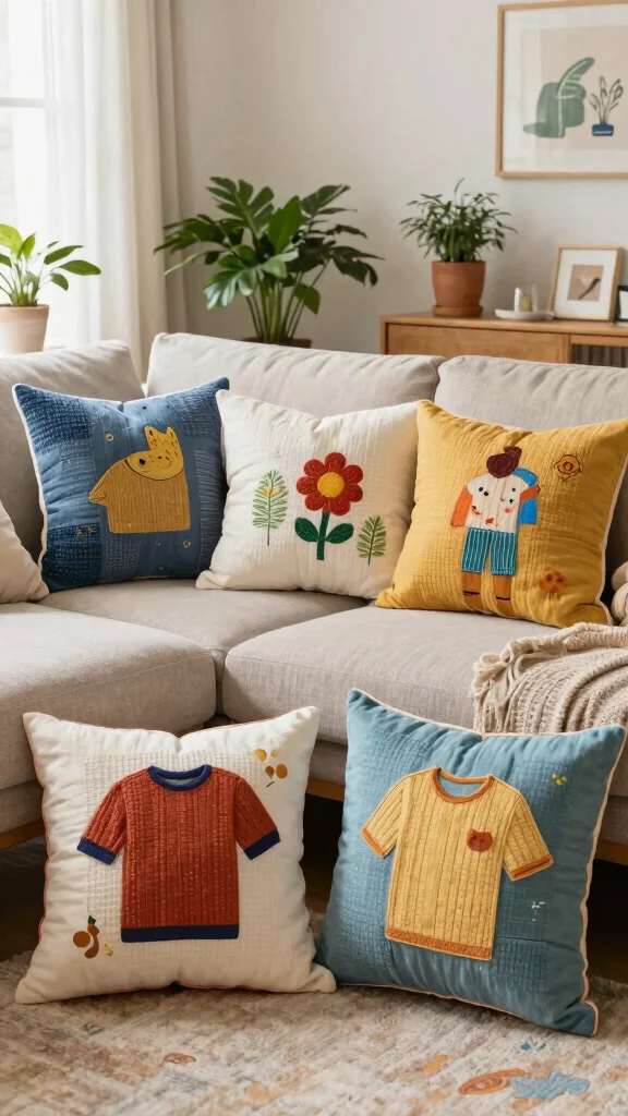 11 Pillow Covers Tutorial Ideas for Easy and Stylish DIY Projects - 1. Upcycled T-Shirt Pillow Covers 1