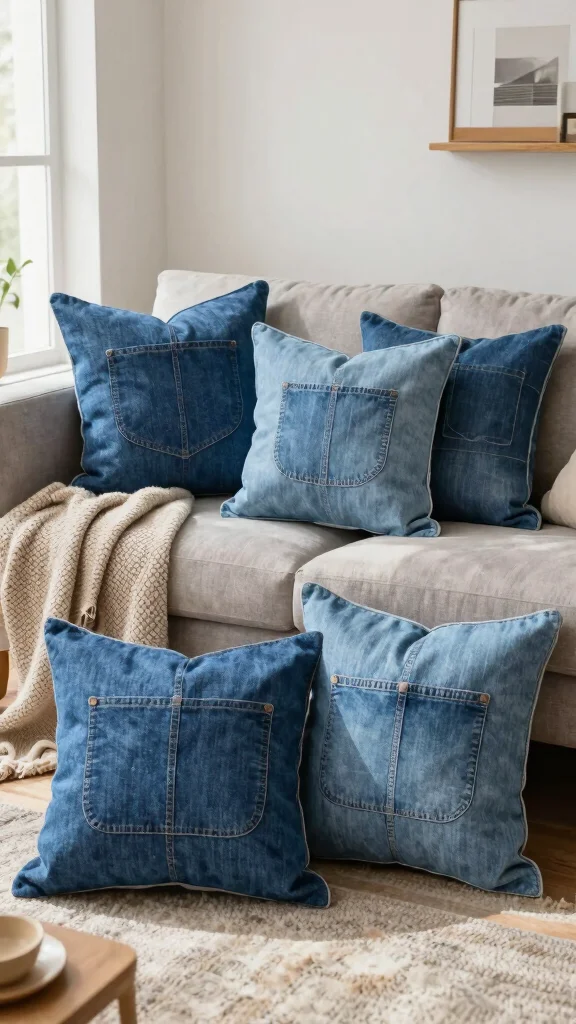 11 Pillow Covers Tutorial Ideas for Easy and Stylish DIY Projects - 10. Denim Pillow Covers 1