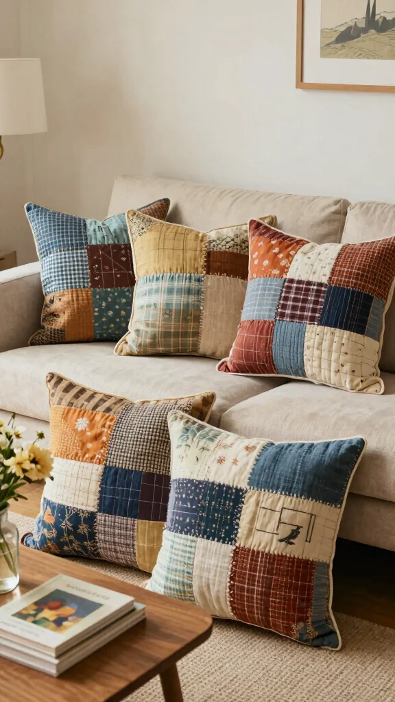 11 Pillow Covers Tutorial Ideas for Easy and Stylish DIY Projects - 4. Patchwork Pillow Covers 1