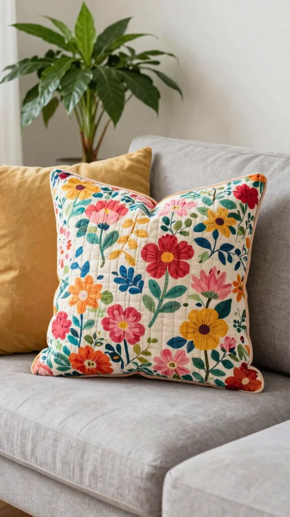 11 Quilted Pillow Covers That Add Texture and Comfort to Any Space - 10. Vibrant Floral Prints 1