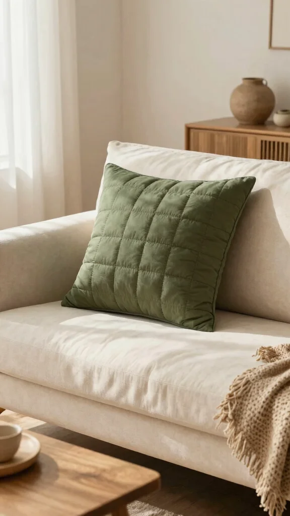 11 Quilted Pillow Covers That Add Texture and Comfort to Any Space - 6. Earthy Olive Green 1