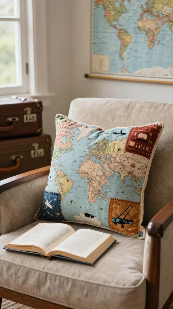 11 Reading Pillow Pattern Free Ideas for Cozy and Practical DIY Comfort - 3. Travel-Inspired Pillow 1
